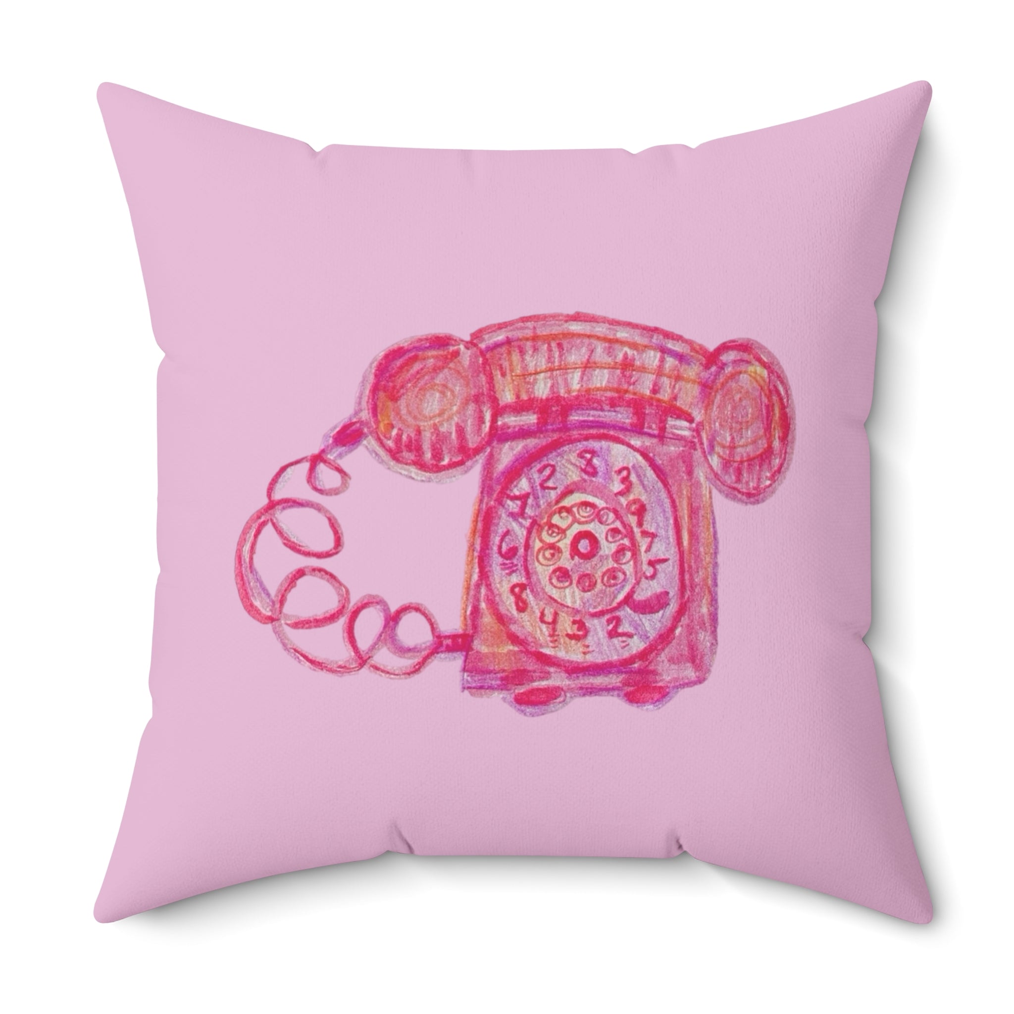 'Ciao!'  Retro Vintage Pink Rotary Telephone Decorative Throw Pillow