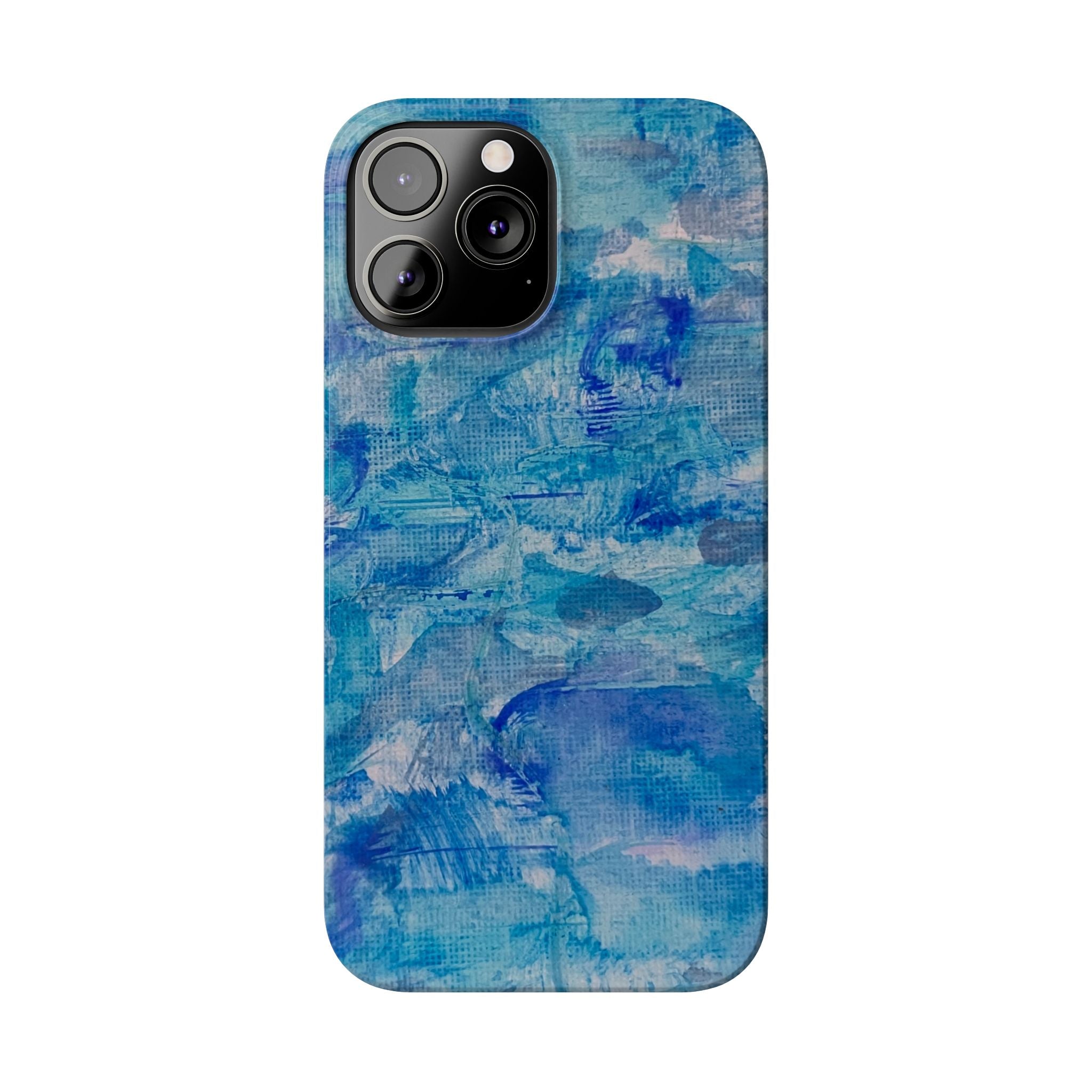 Blue Watercolor Slim Phone Case — Abstract Ocean Art Protective Cover