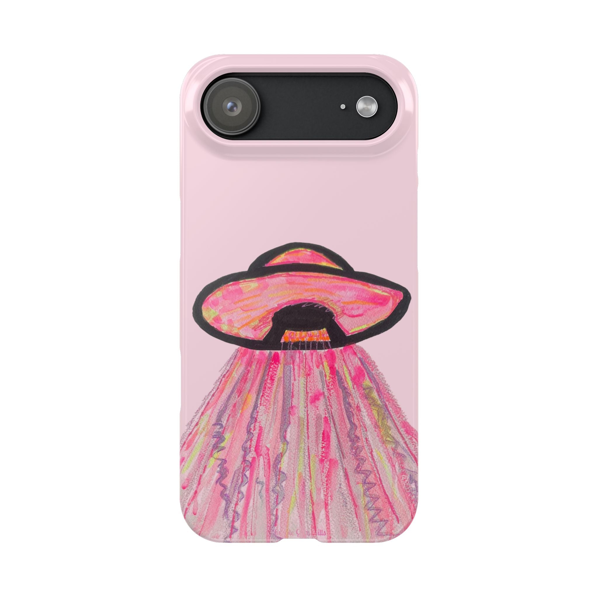 Pink UFO Phone Case — Cute Pastel Alien Abduction Slim Case