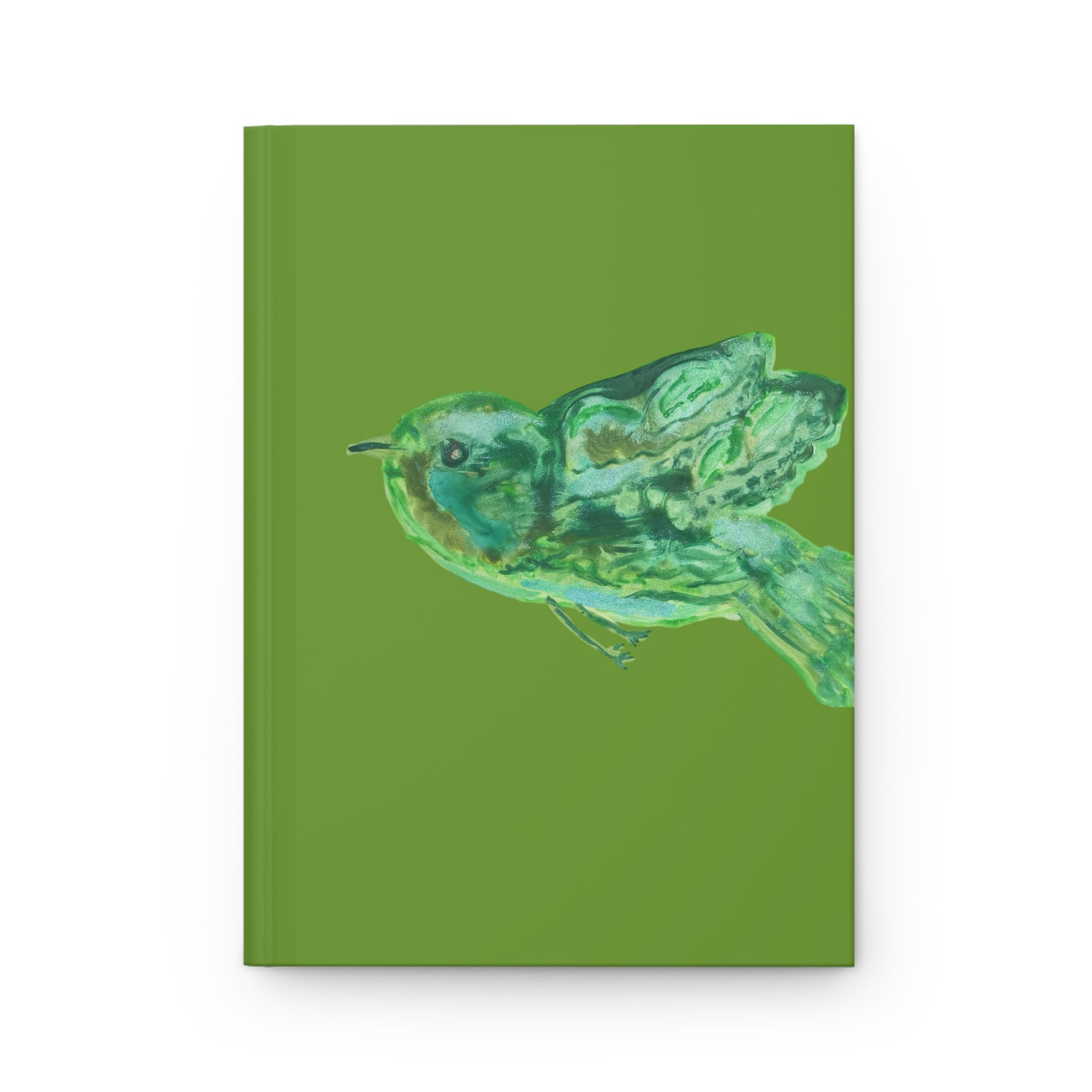 Green Bird Watercolor Matte Hardcover Journal Notebook Diary for Bird Loving Writers Lined 150 Page