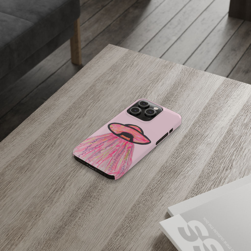 Pink UFO Phone Case — Cute Pastel Alien Abduction Slim Case