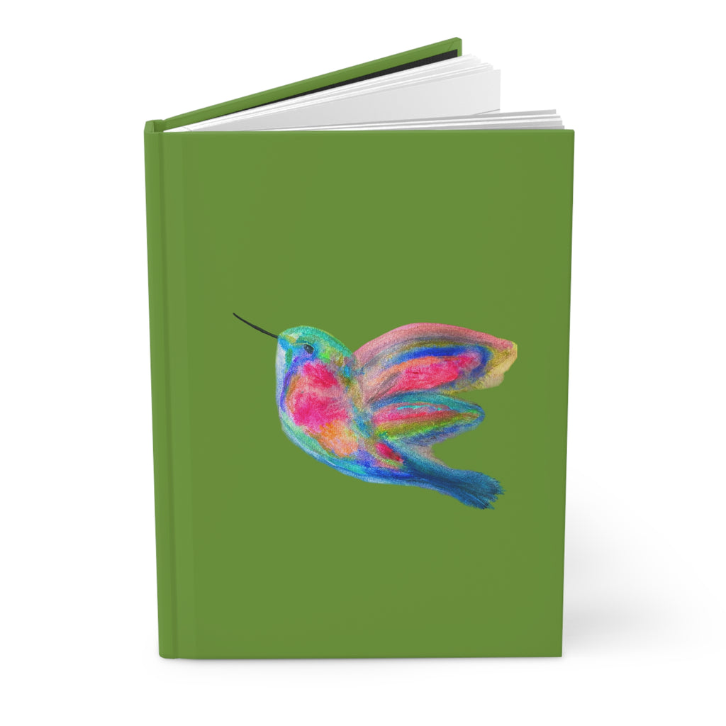 Hummingbird Green Matte 150 Page Lined Hardcover Journal Flat Notebook