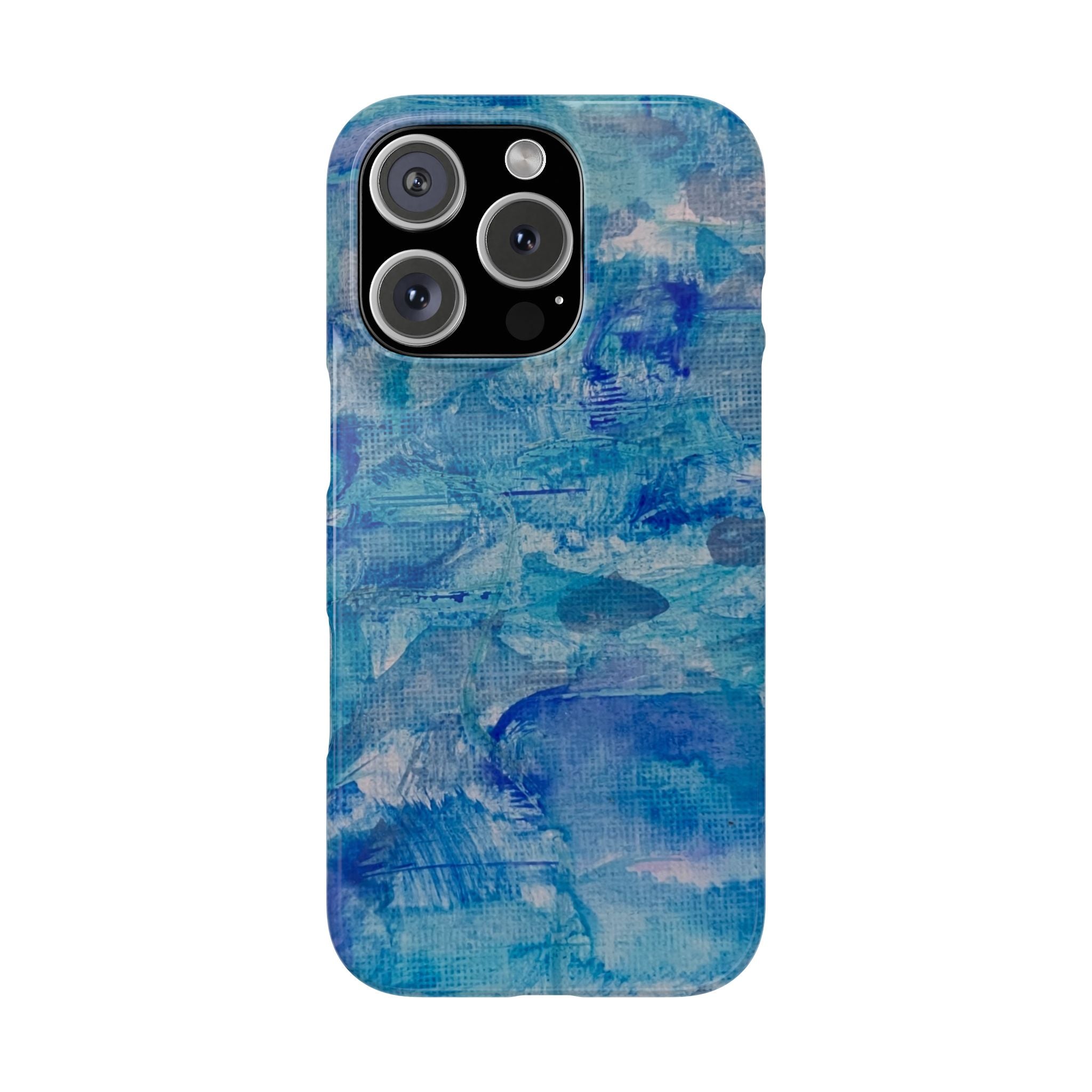 Blue Watercolor Slim Phone Case — Abstract Ocean Art Protective Cover