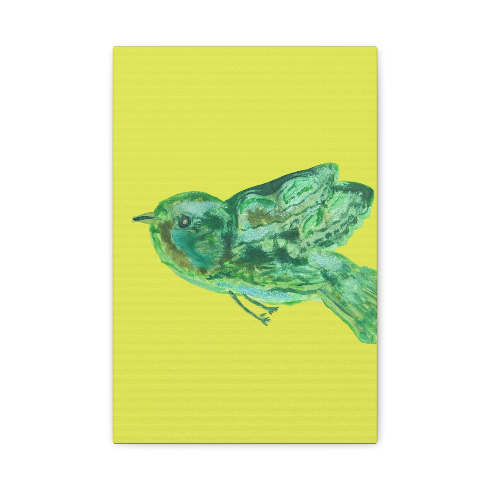 Green Bird Lime Matte Wall Art Canvas