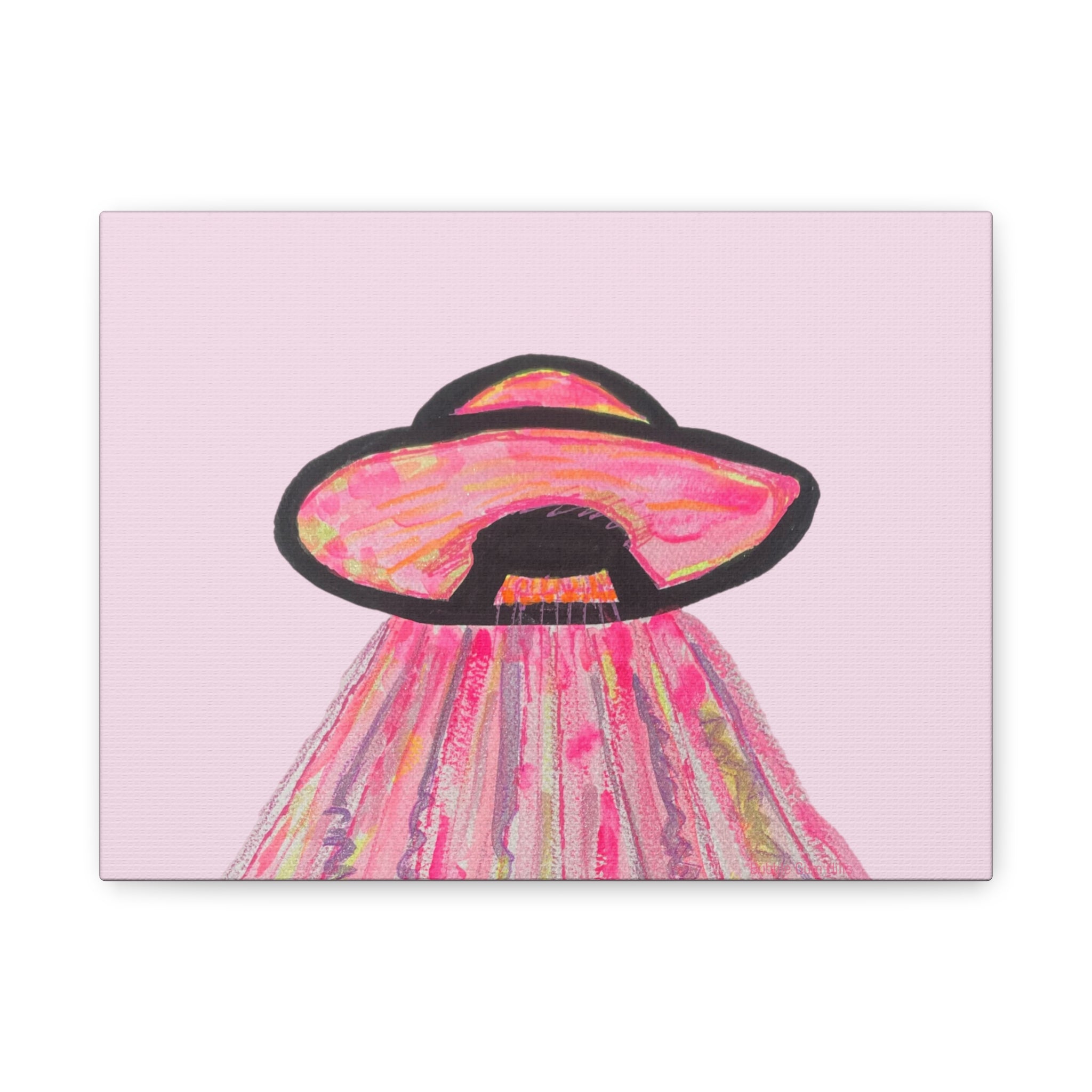 "If Aliens Were Pink" Abstract UFO Spaceship Matte Wall Art Canvas