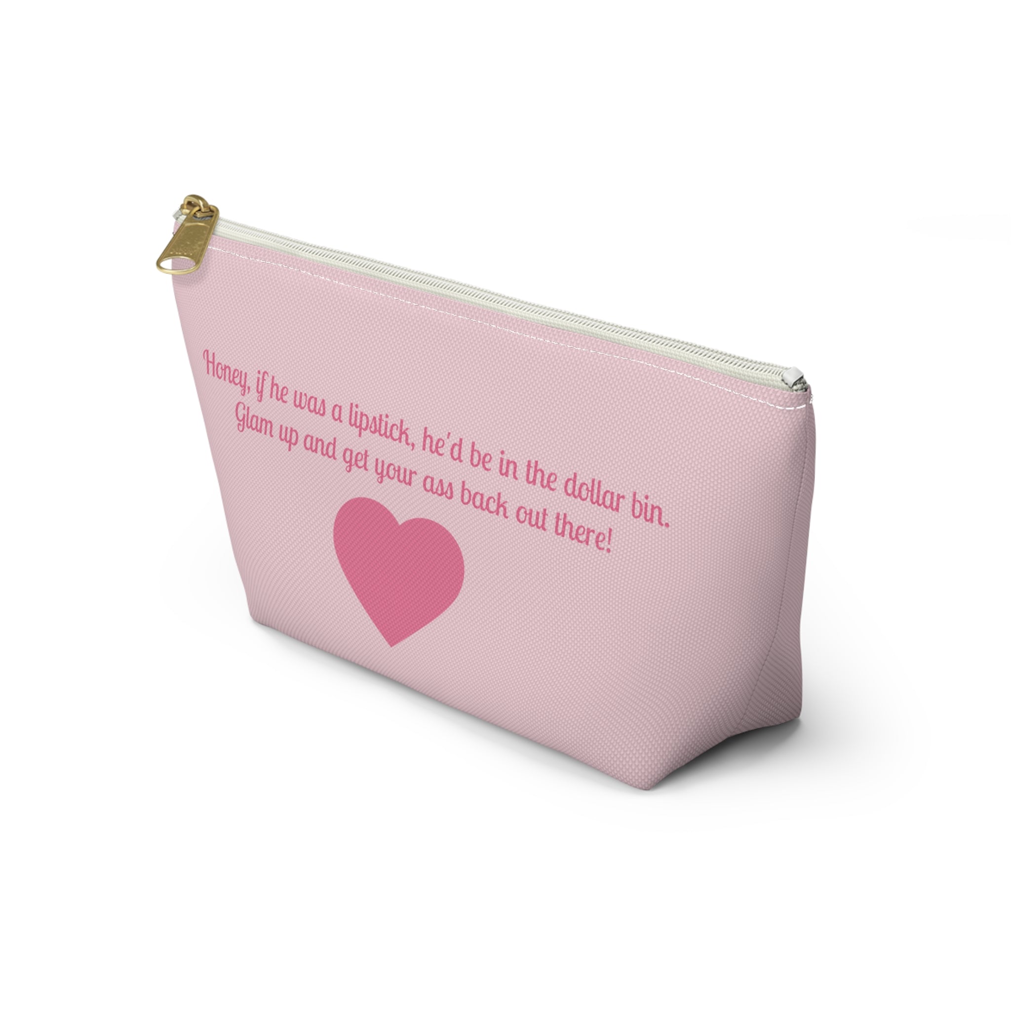 Cute Pink Zipper Day Travel Makeup Bag | Small & Large Accessories- Breakup- Cheer Up- Gift Motivational for Girlfriends- Pool Beach Travel