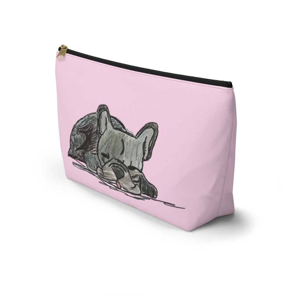 Cute Blue Gray French Bulldog Makeup Accessory Pouch Zipper Bag Day or Travel Small & Large