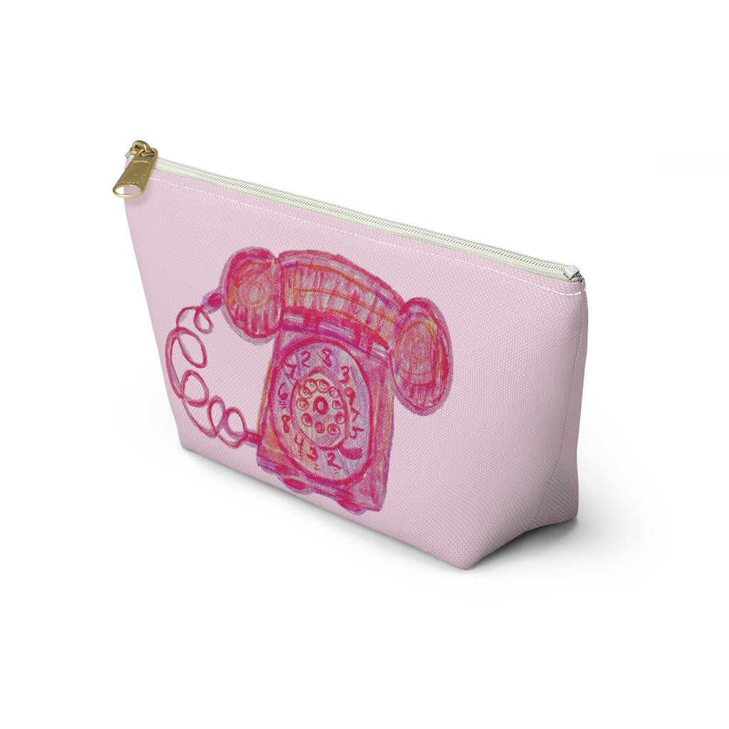 Dolce Vita "Ciao Bella!" Retro Pink Phone Accessory Makeup Pouch Zipper Bag Small & Large