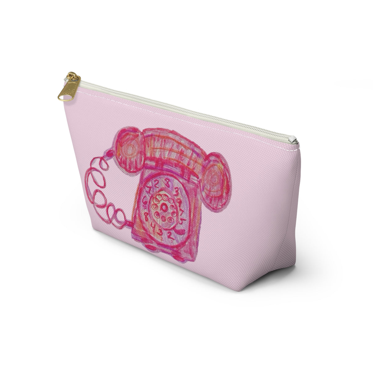 Dolce Vita "Ciao Bella!" Retro Pink Phone Accessory Makeup Pouch Zipper Bag Small & Large