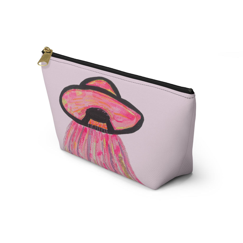 Fun Pink Spaceship UFO Aliens "We Come in Pink" Makeup Pouch Accessories Day or Travel Bag Small & Large