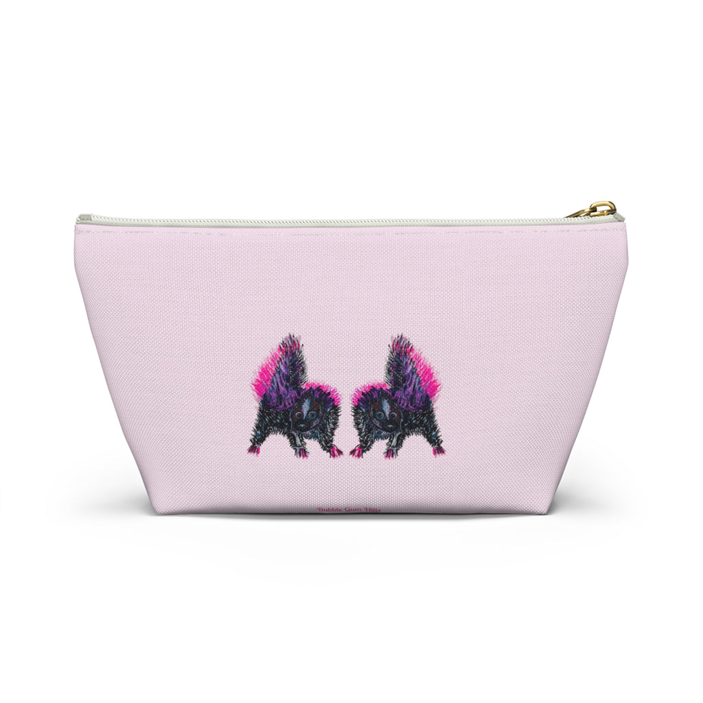 Pink & Black Skunks Accessories Makeup Day or Travel Pouch Zipper Bag Small & Large