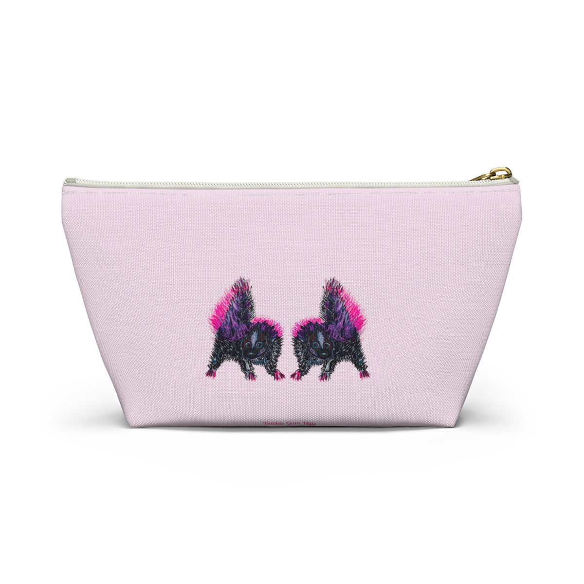Pink & Black Skunks Accessories Makeup Day or Travel Pouch Zipper Bag Small & Large