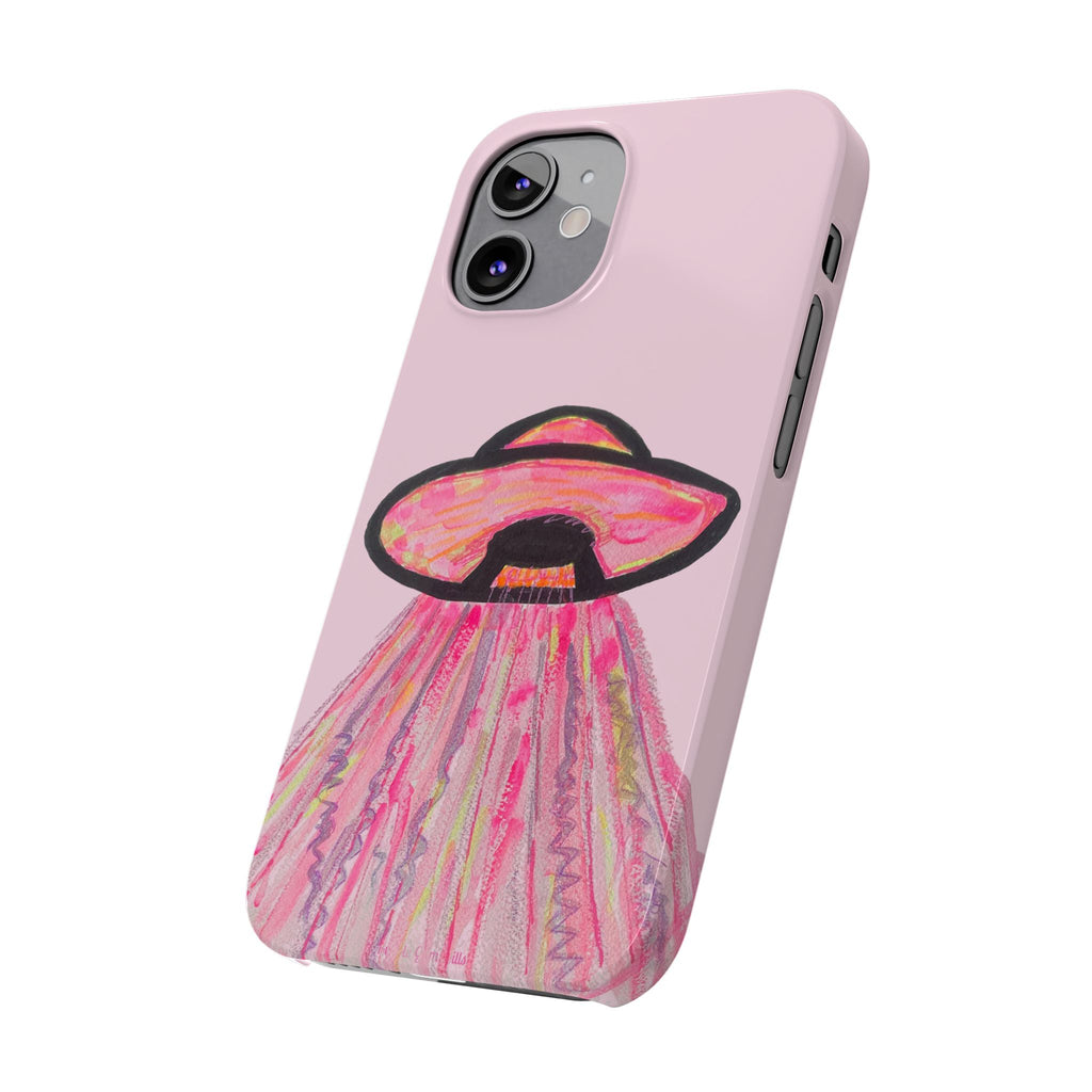 Pink UFO Phone Case — Cute Pastel Alien Abduction Slim Case
