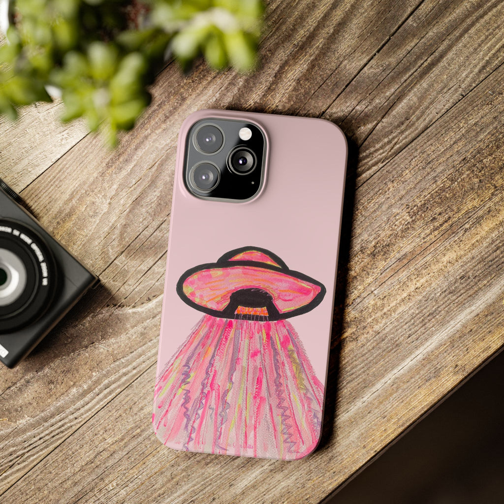 Pink UFO Phone Case — Cute Pastel Alien Abduction Slim Case