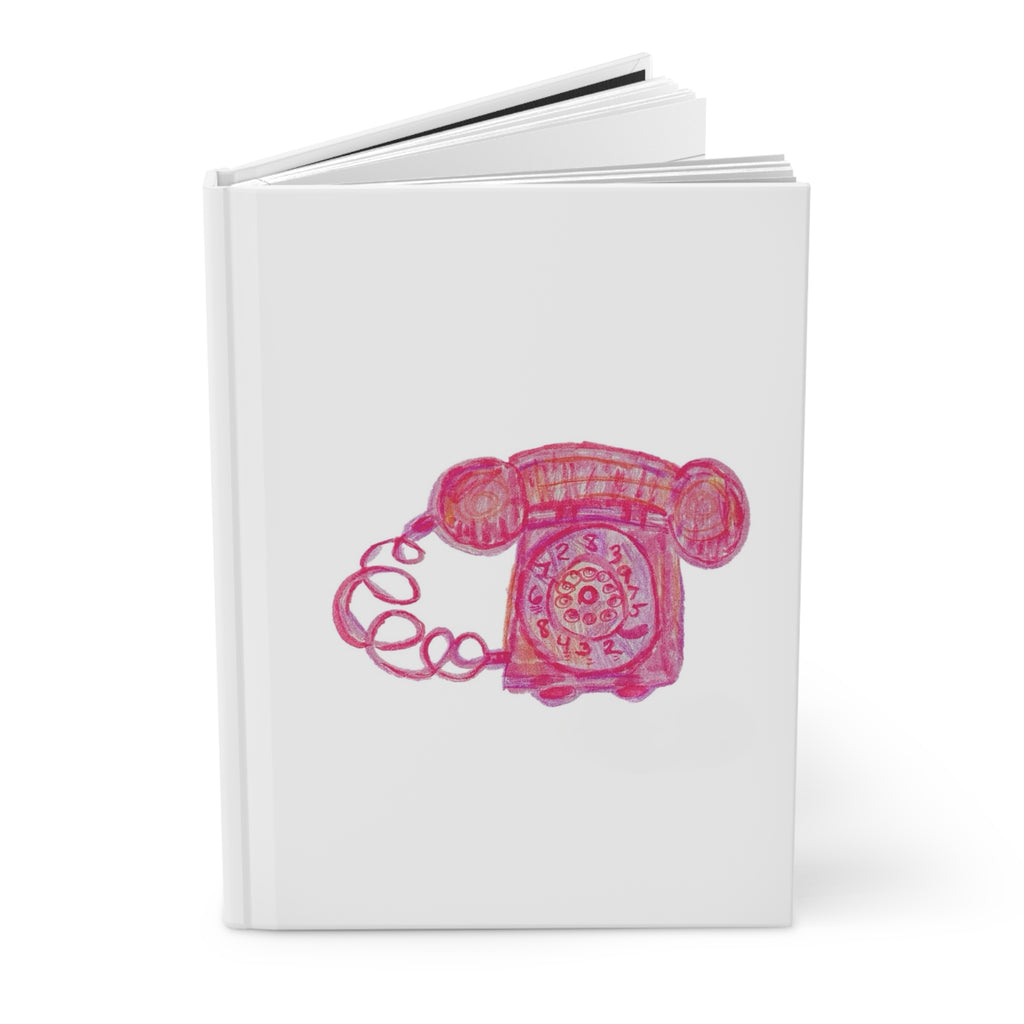 Pink Retro Telephone Hardcover Journal — "Ciao!" Pocket Notebook
