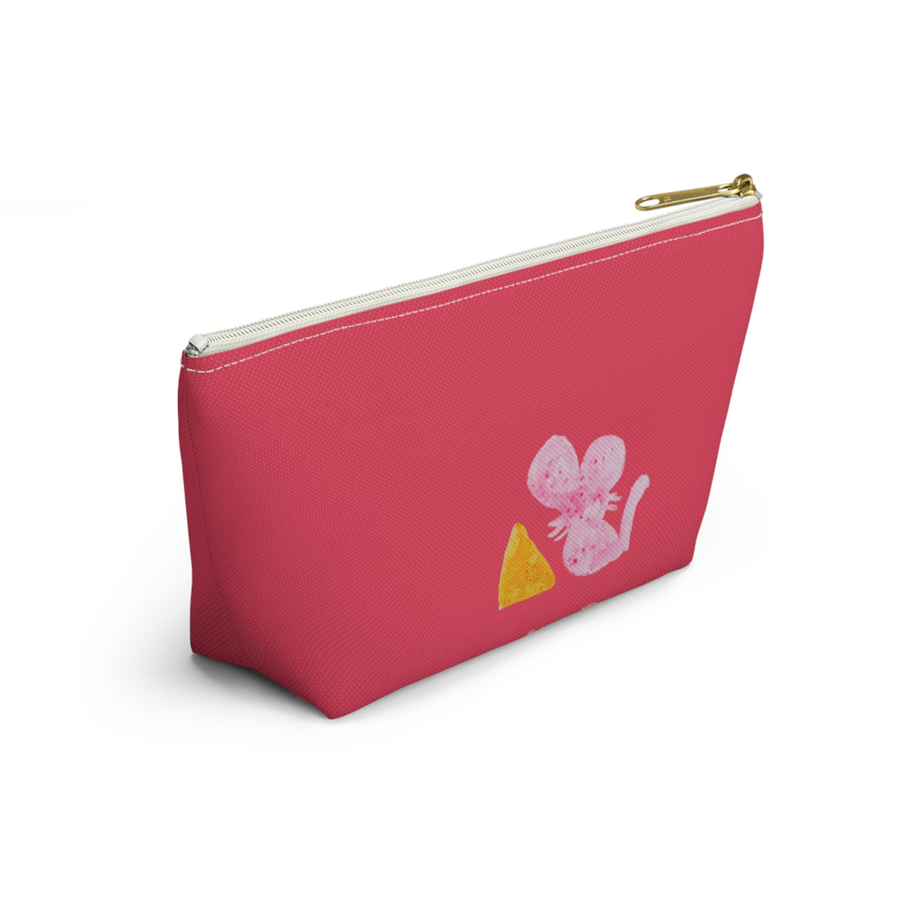 Fun Cat & Mouse Pink Accessories Makeup Zipper Bag Pouch Cute Day & Travel Bag Small & Large