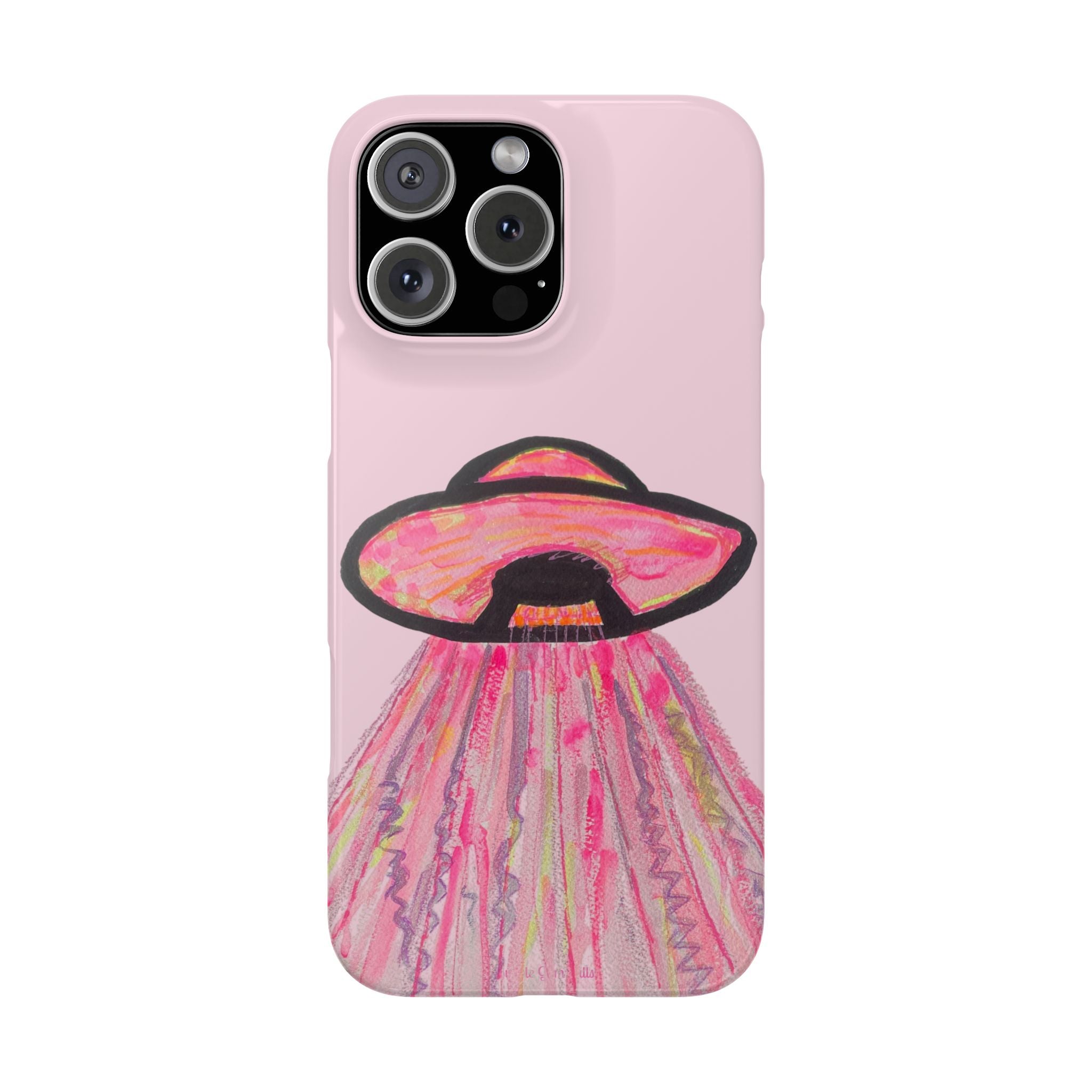 Pink UFO Phone Case — Cute Pastel Alien Abduction Slim Case
