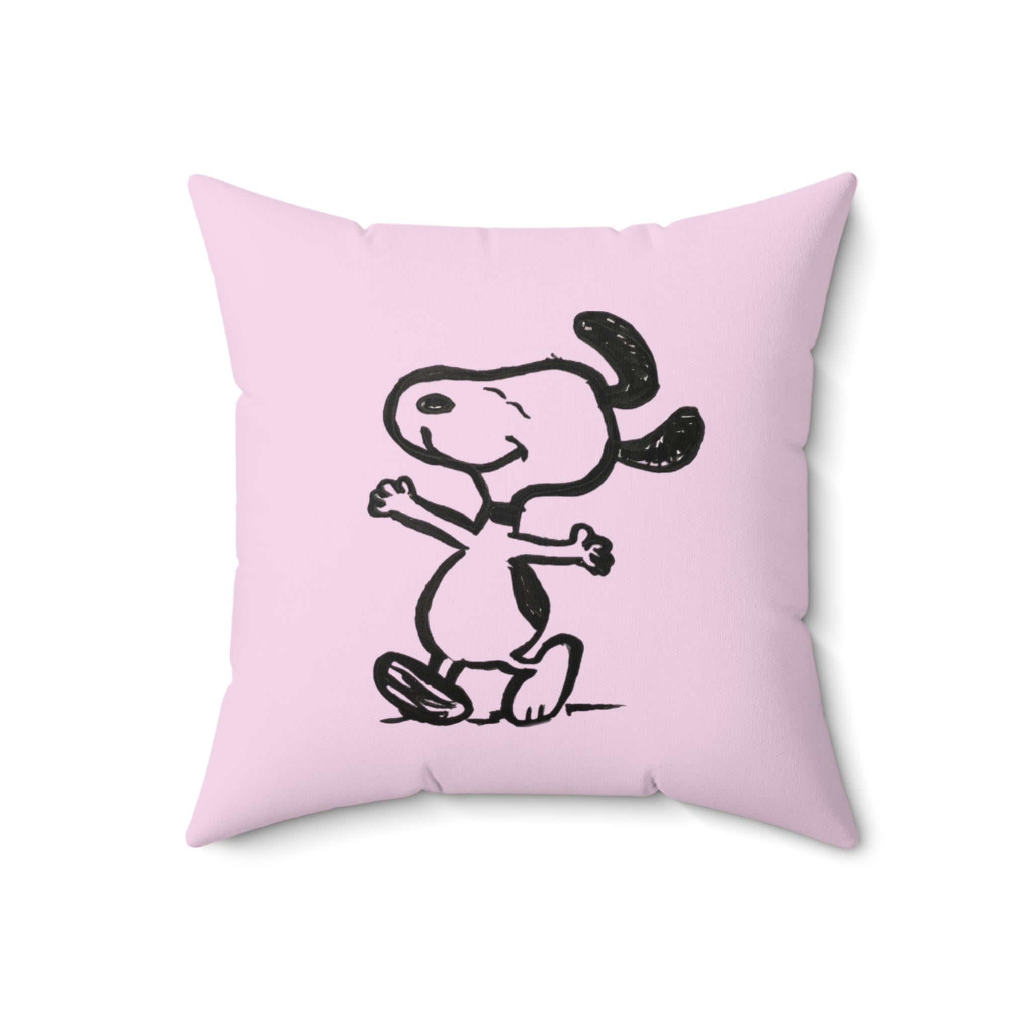 Happy Puppy & Begging Puppy Side  Pink Pup Illustration Decorative Pillow