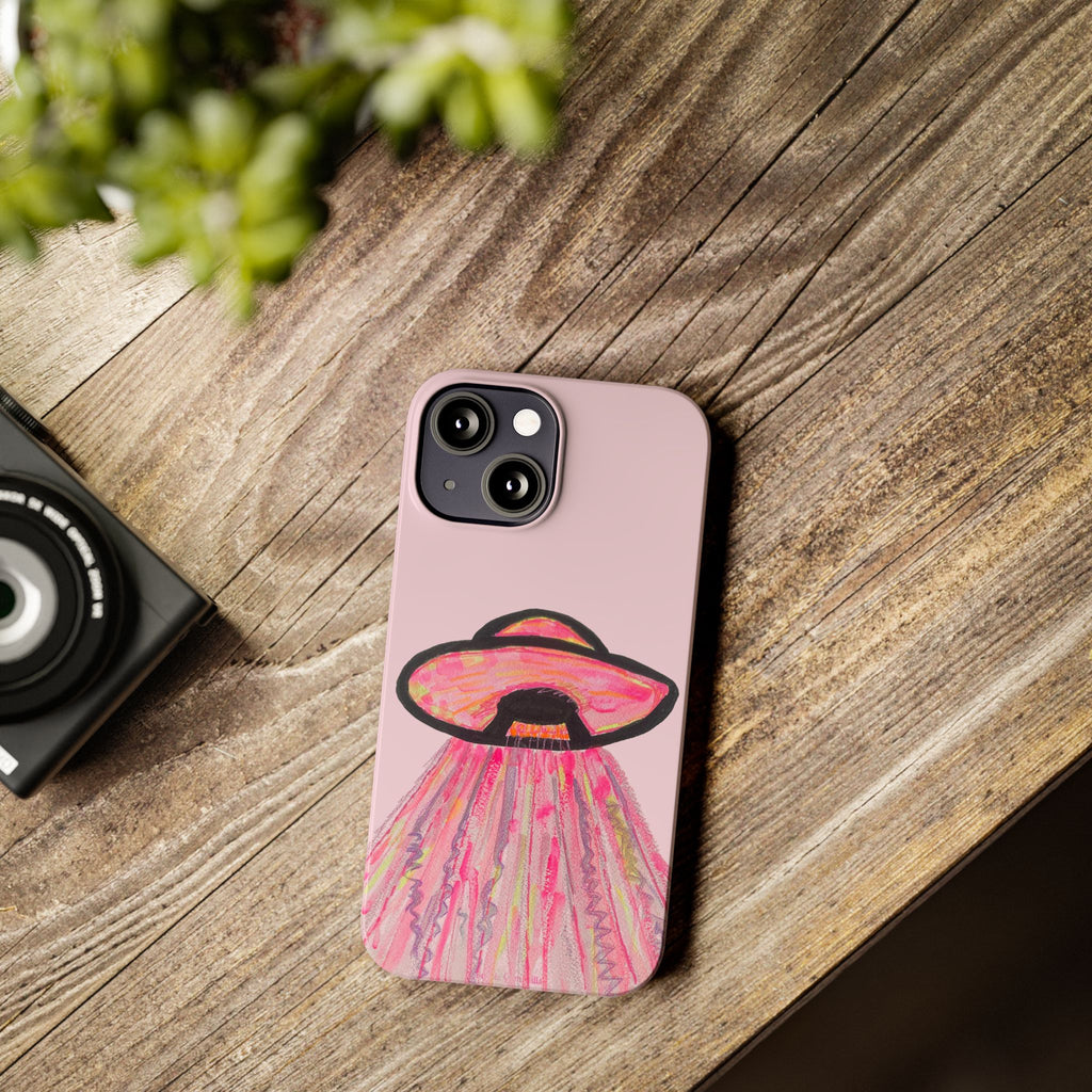 Pink UFO Phone Case — Cute Pastel Alien Abduction Slim Case