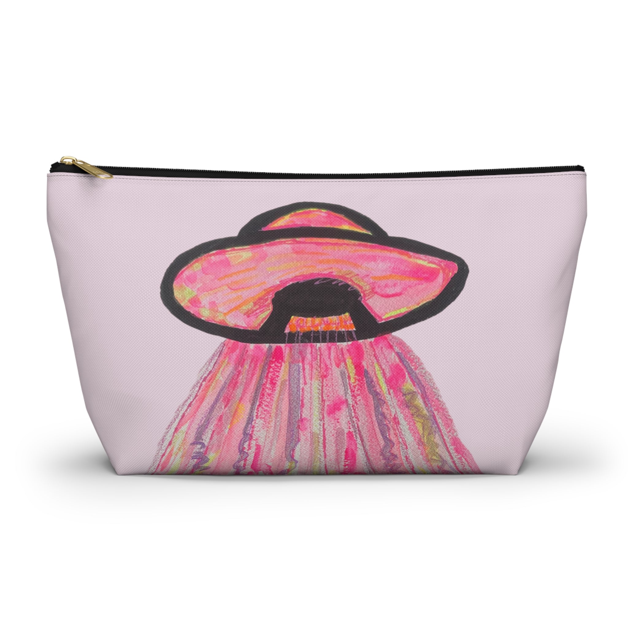 Fun Pink Spaceship UFO Aliens "We Come in Pink" Makeup Pouch Accessories Day or Travel Bag Small & Large
