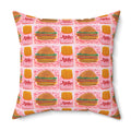 Mc Hottie's Tiny Burger & Fries Pattern Decorative Throw Pillow