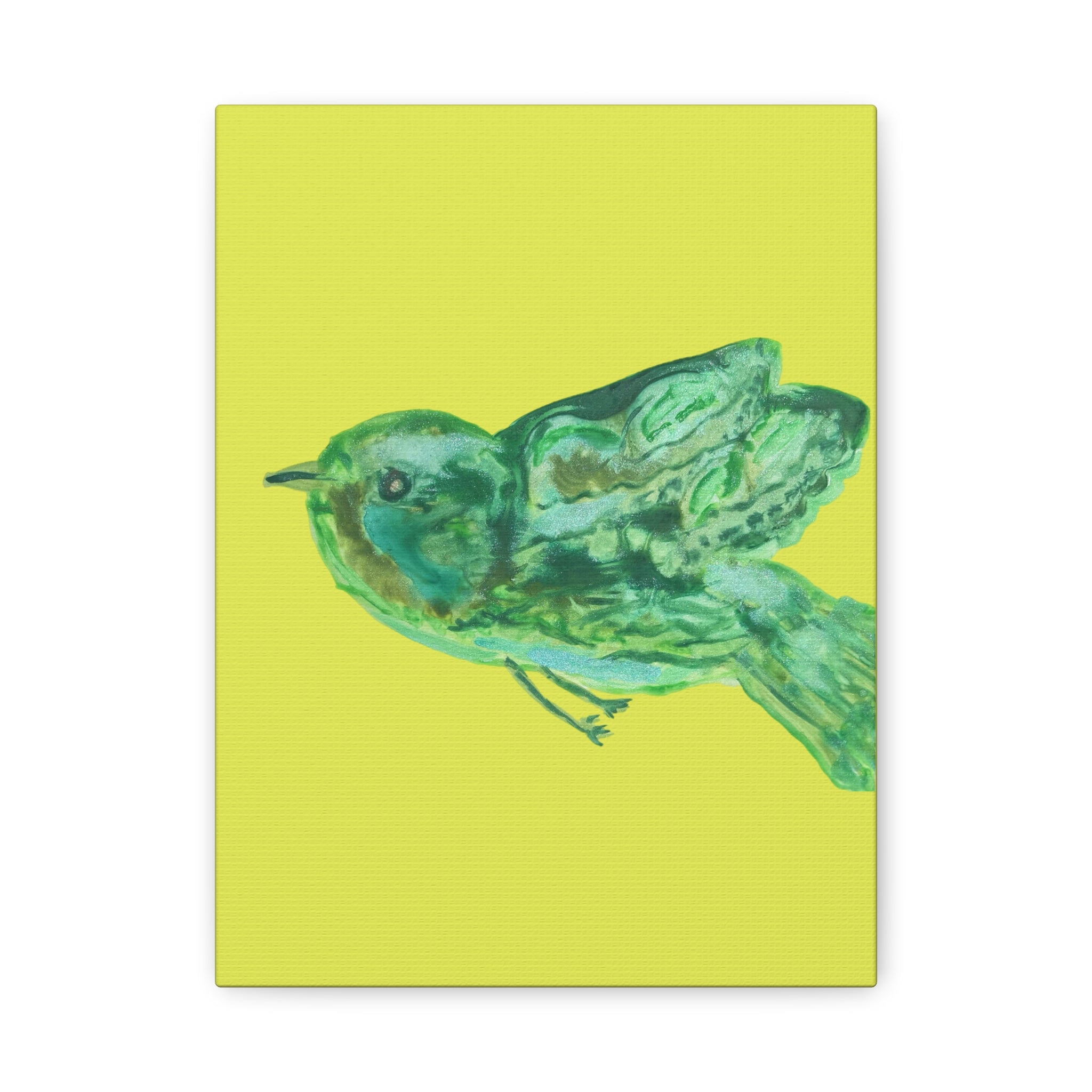 Green Bird Lime Matte Wall Art Canvas