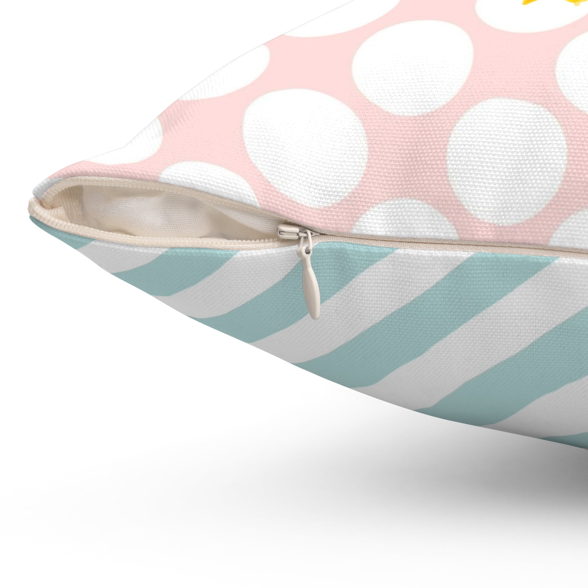 Papa Jones' Farm:  Cute Yellow Chicks- Throw Pillow — Double-sided Pastel Polka Dot & Stripe Nursery Decor