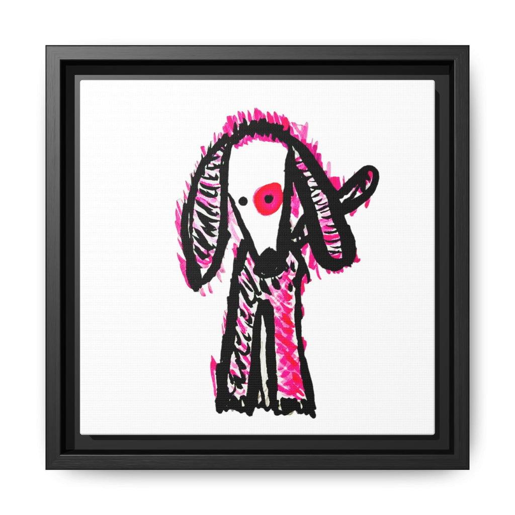 The Pink Pooch Framed Matte Square Canvas Wall Art  10" x10"