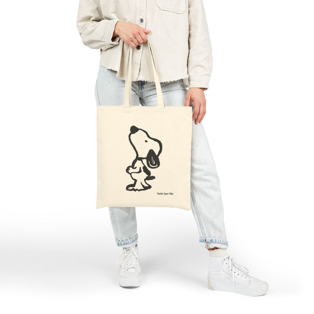 Cute Doggy Style Illustration Canvas Tote | Double -Sided- Happy Dance- Begging Face