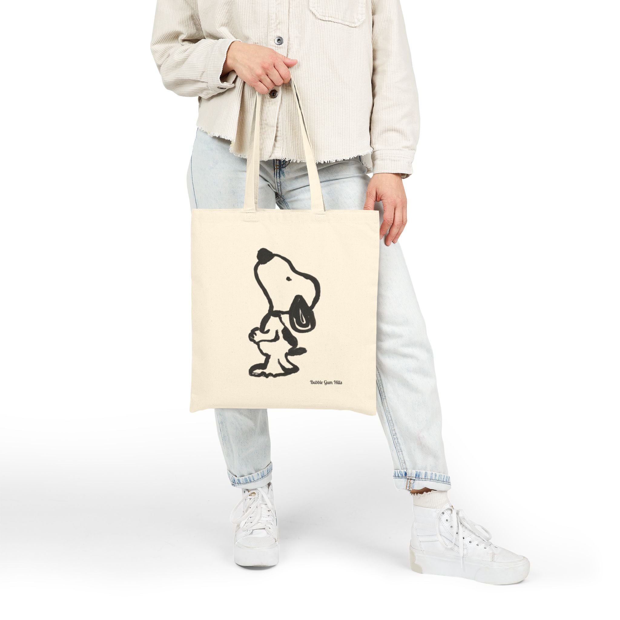 Cute Doggy Style Illustration Canvas Tote | Double -Sided- Happy Dance- Begging Face