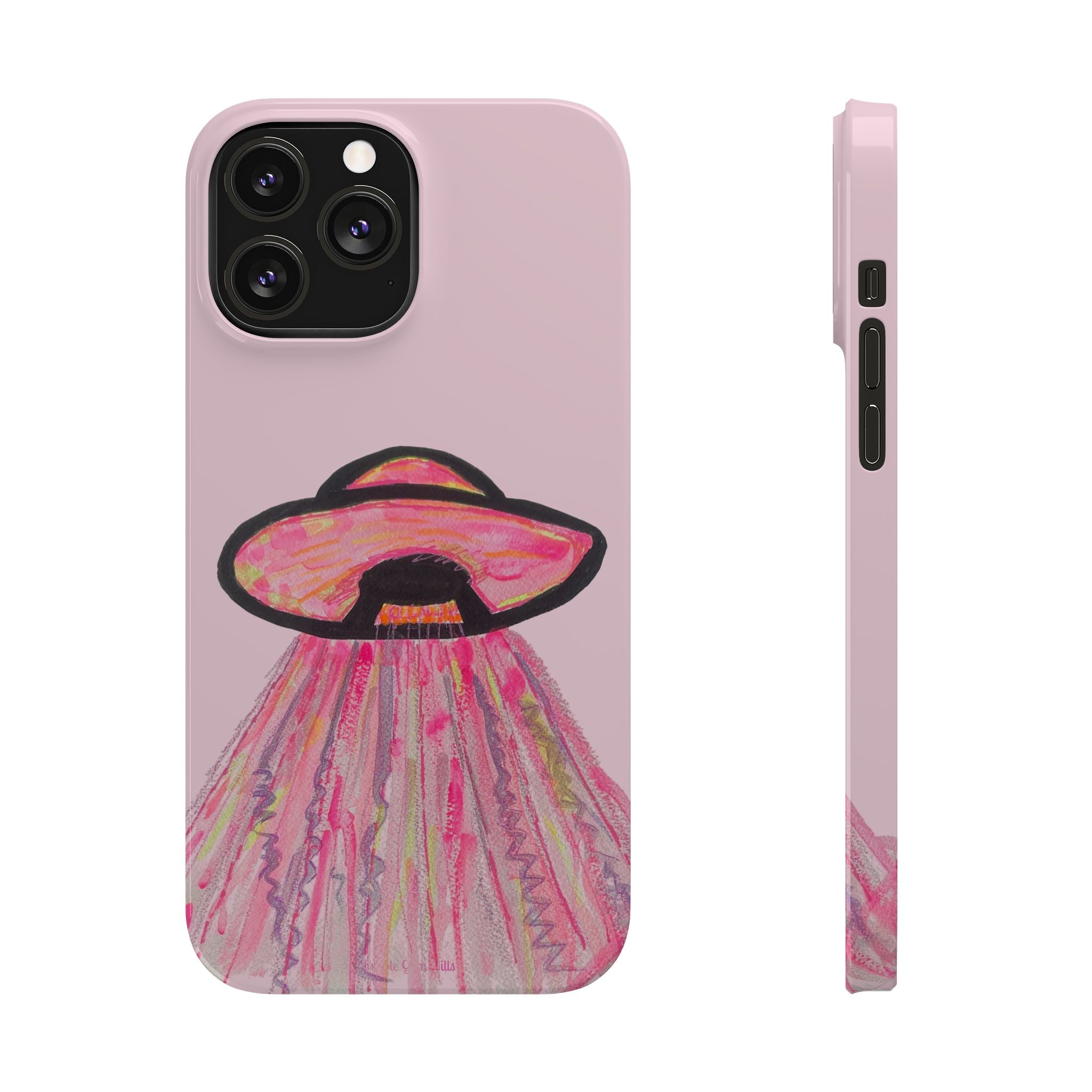 Pink UFO Phone Case — Cute Pastel Alien Abduction Slim Case
