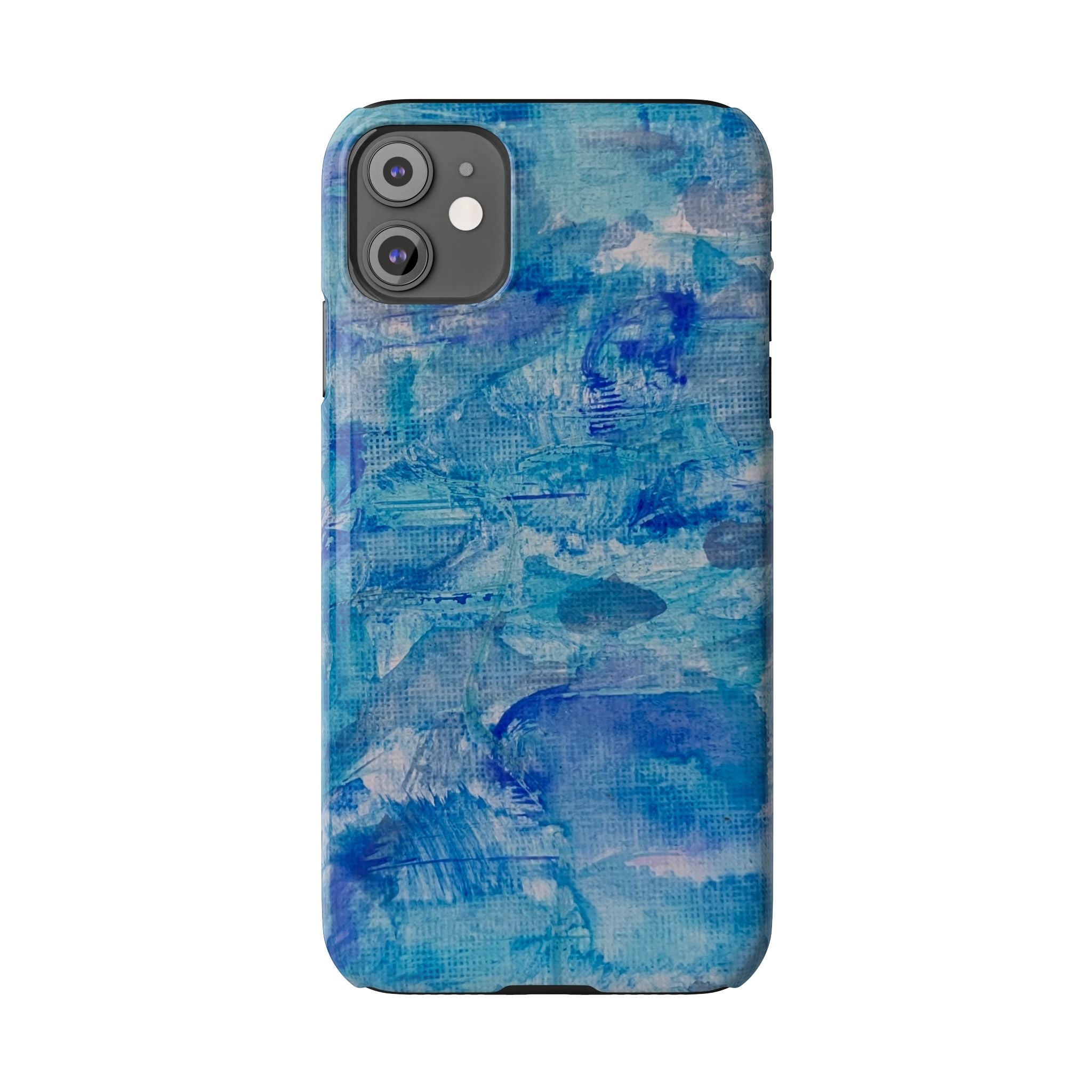 Blue Watercolor Slim Phone Case — Abstract Ocean Art Protective Cover