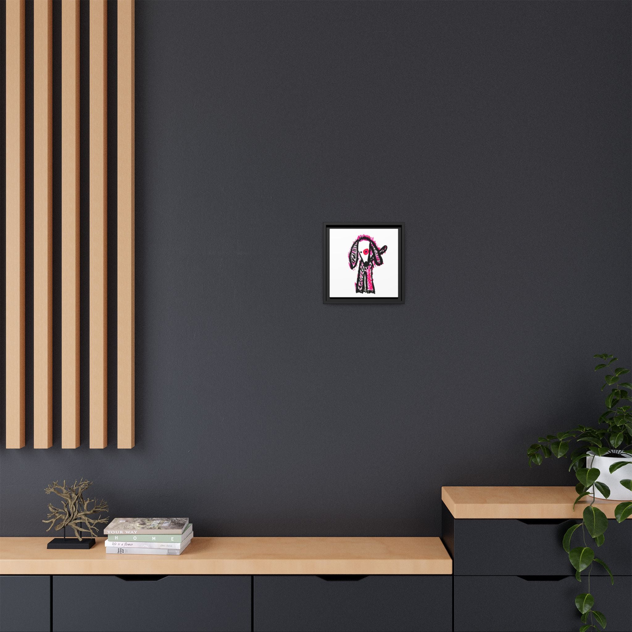 The Pink Pooch Framed Matte Square Canvas Wall Art  10" x10"