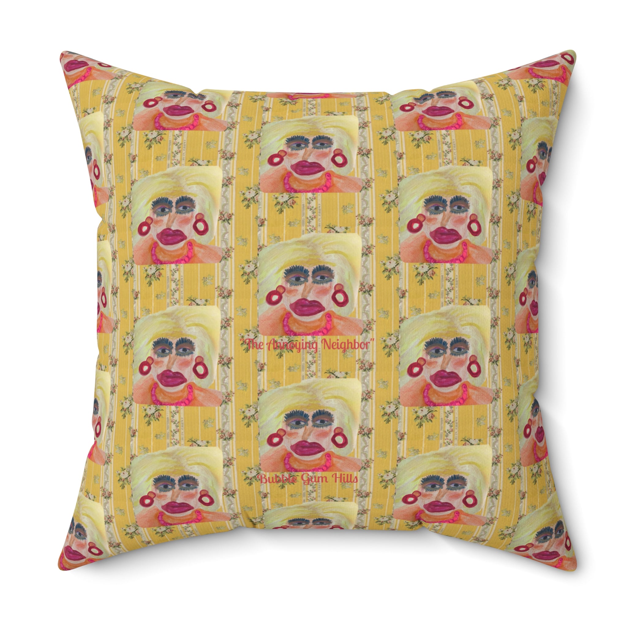 "The Annoying Neighbor "- Retro Yellow Decorative Throw Pillow