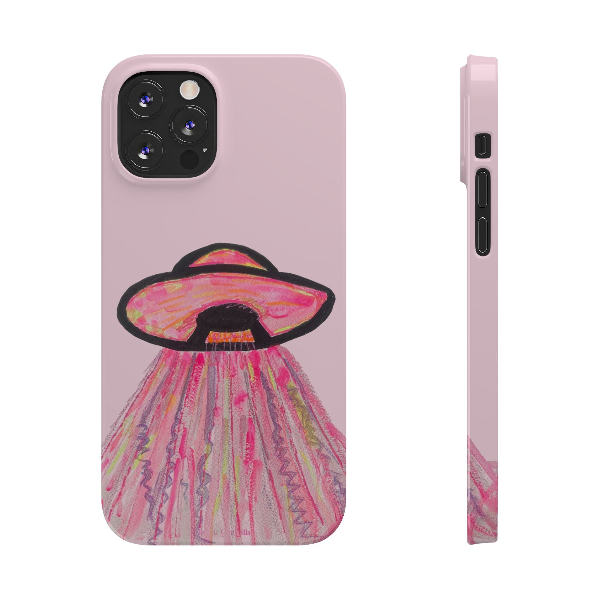 Pink UFO Phone Case — Cute Pastel Alien Abduction Slim Case