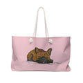 Sleeping Chocolate French Bulldog Pink Shoulder Day or Travel Tote Bag – Cute Pastel Dog Weekender