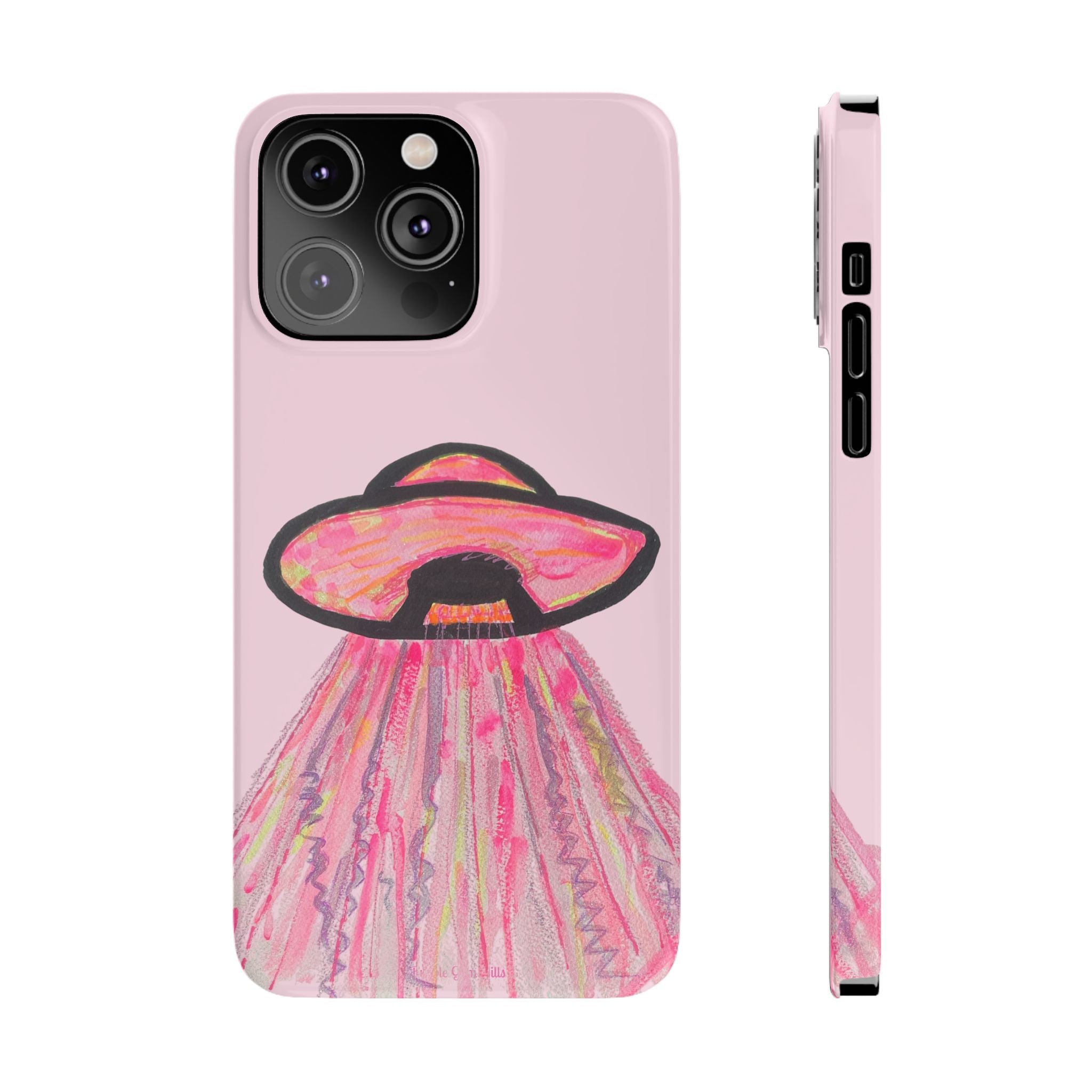 Pink UFO Phone Case — Cute Pastel Alien Abduction Slim Case