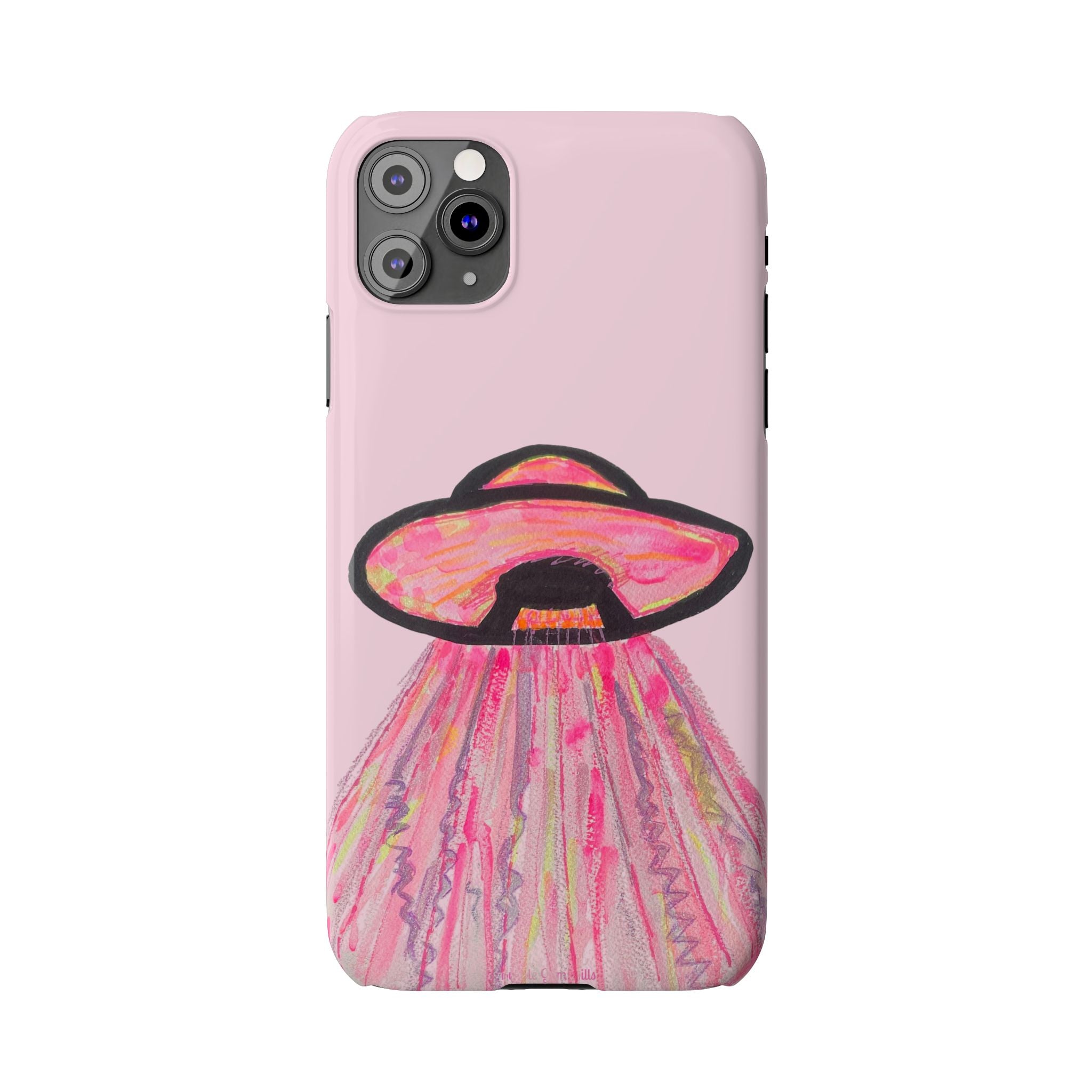 Pink UFO Phone Case — Cute Pastel Alien Abduction Slim Case