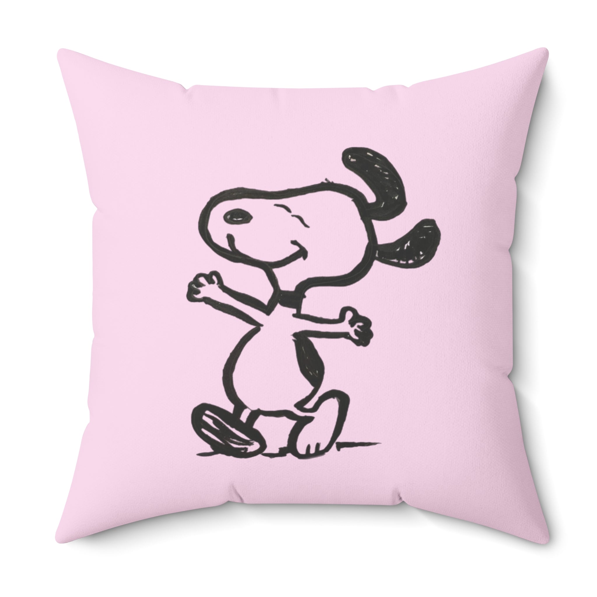 Happy Puppy & Begging Puppy Side  Pink Pup Illustration Decorative Pillow