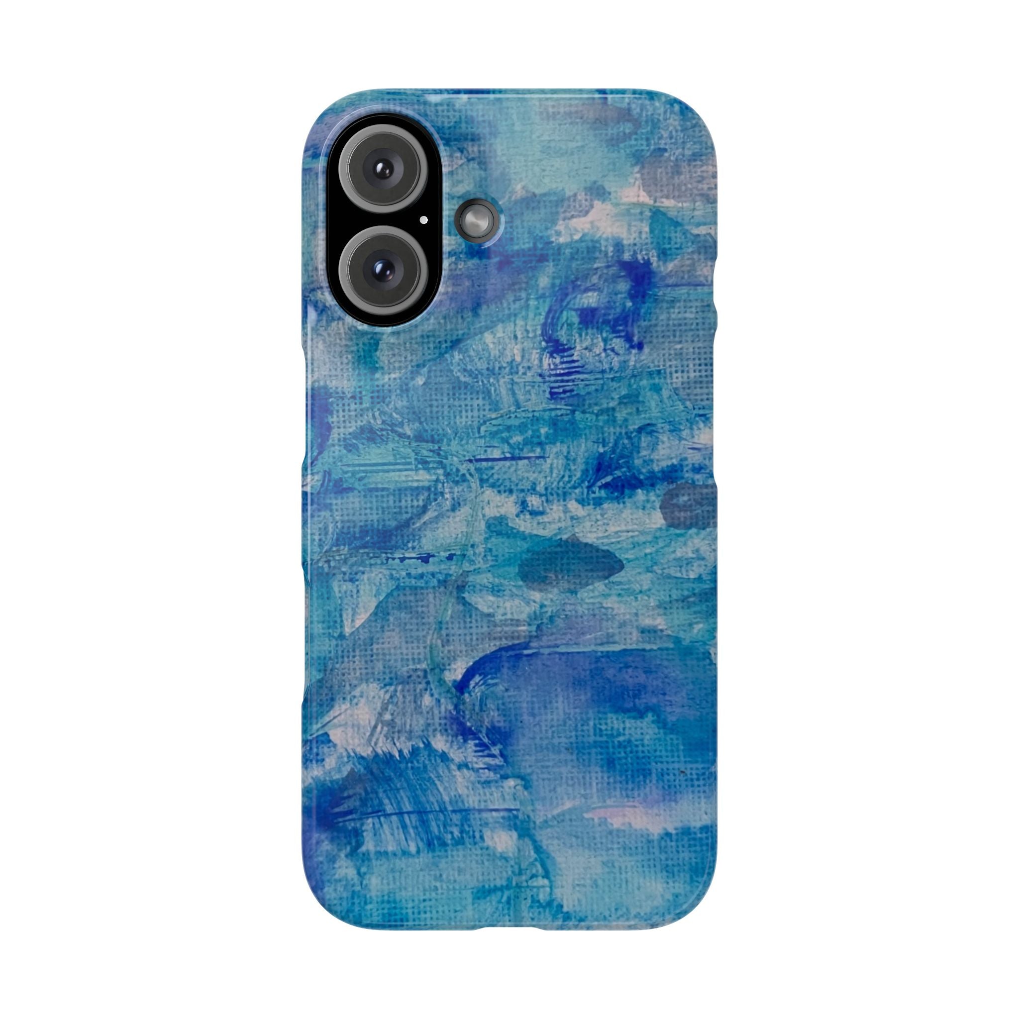 Blue Watercolor Slim Phone Case — Abstract Ocean Art Protective Cover