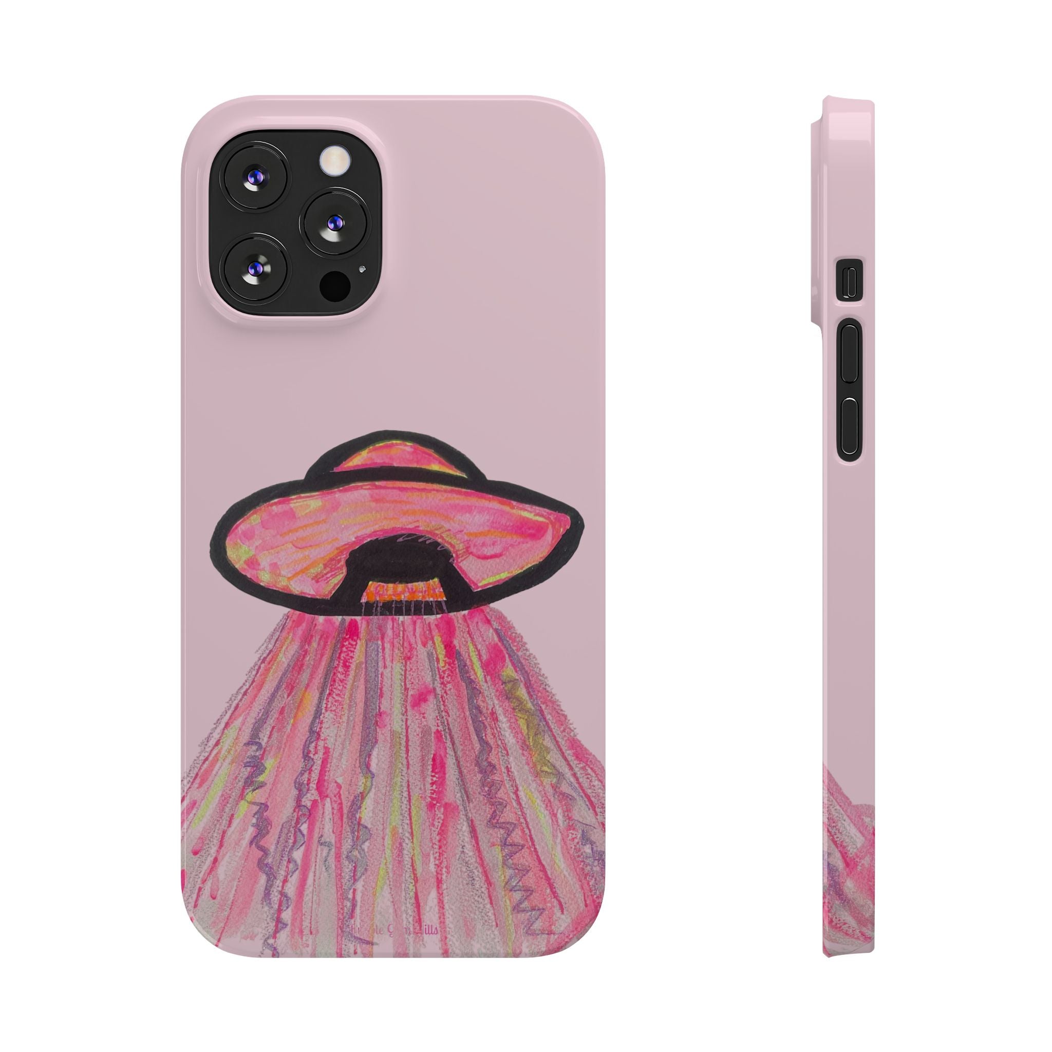 Pink UFO Phone Case — Cute Pastel Alien Abduction Slim Case