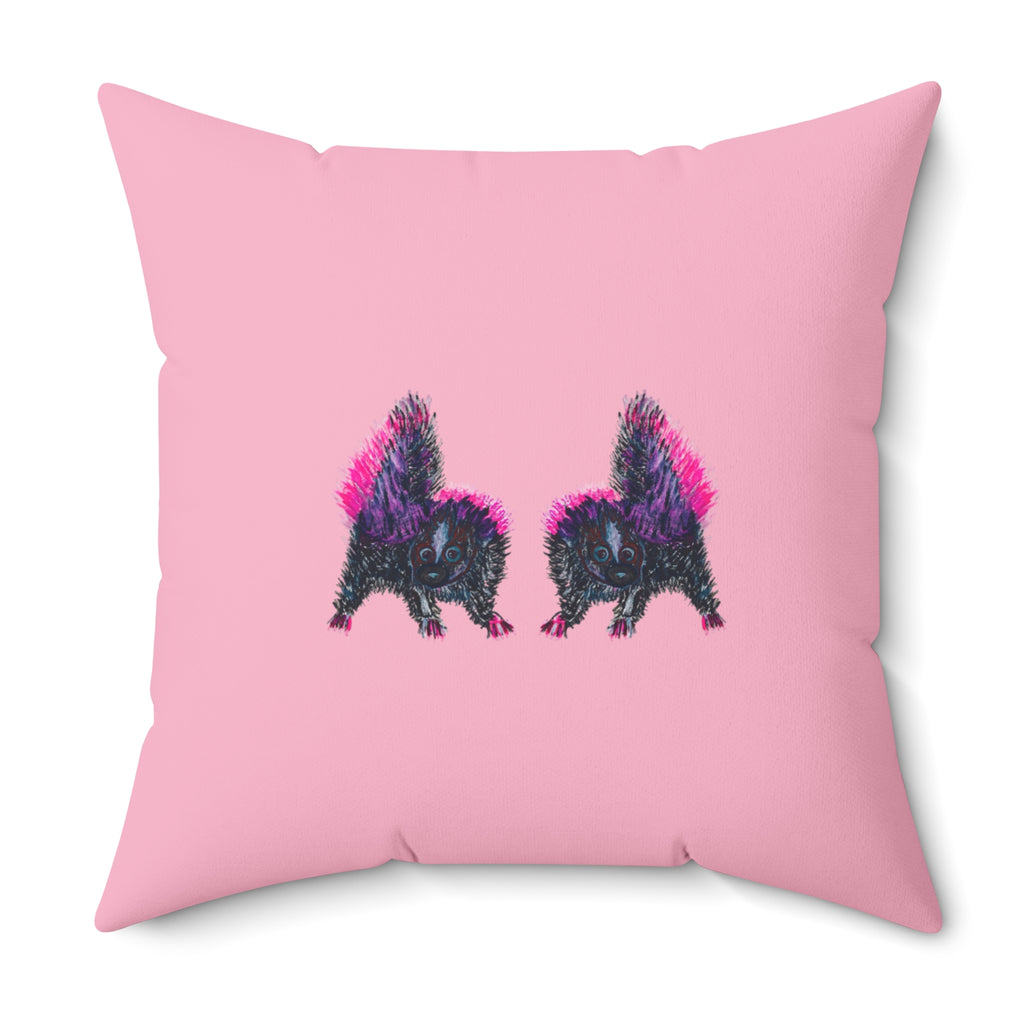 Baby Pink, Purple & Black Skunk Decorative Square Throw Pillow - Animal Wildlife Lovers