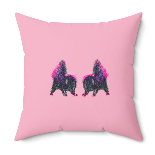 Baby Pink, Purple & Black Skunk Decorative Square Throw Pillow - Animal Wildlife Lovers