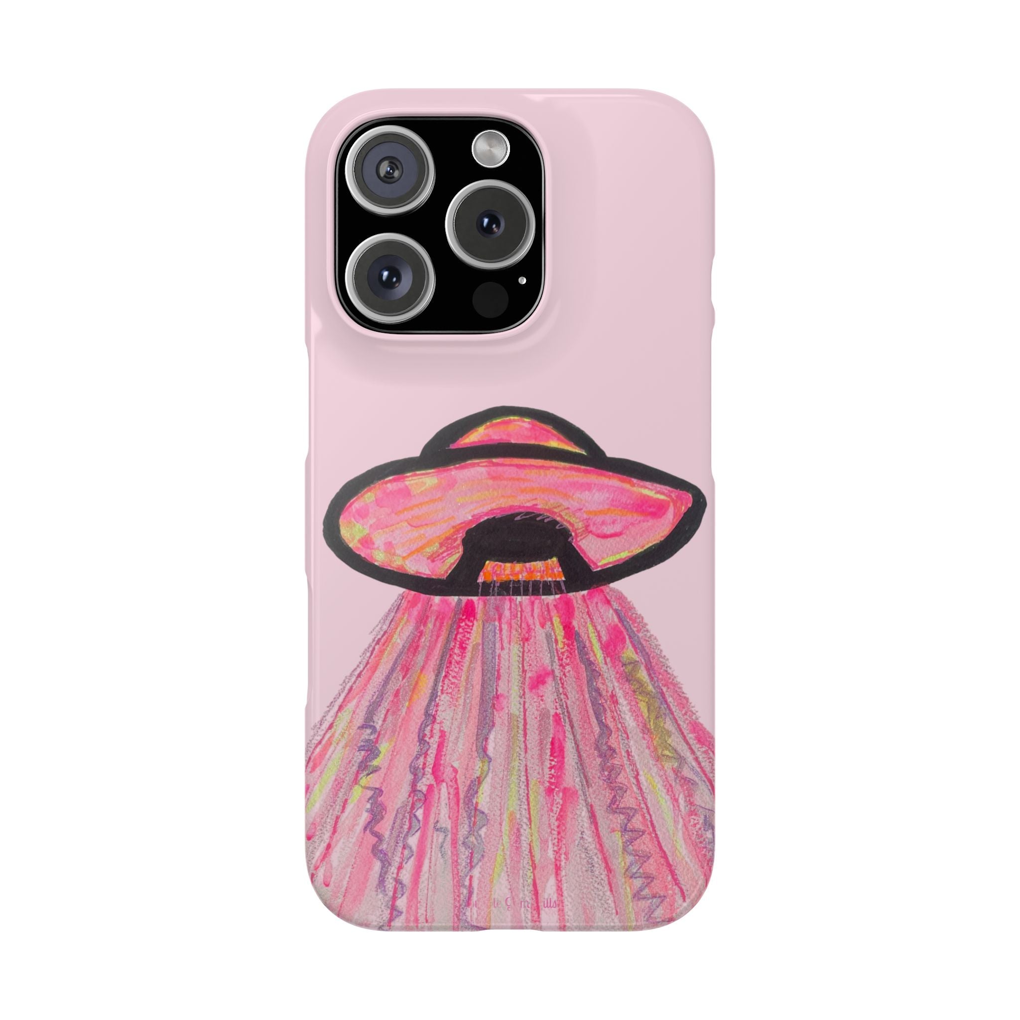 Pink UFO Phone Case — Cute Pastel Alien Abduction Slim Case
