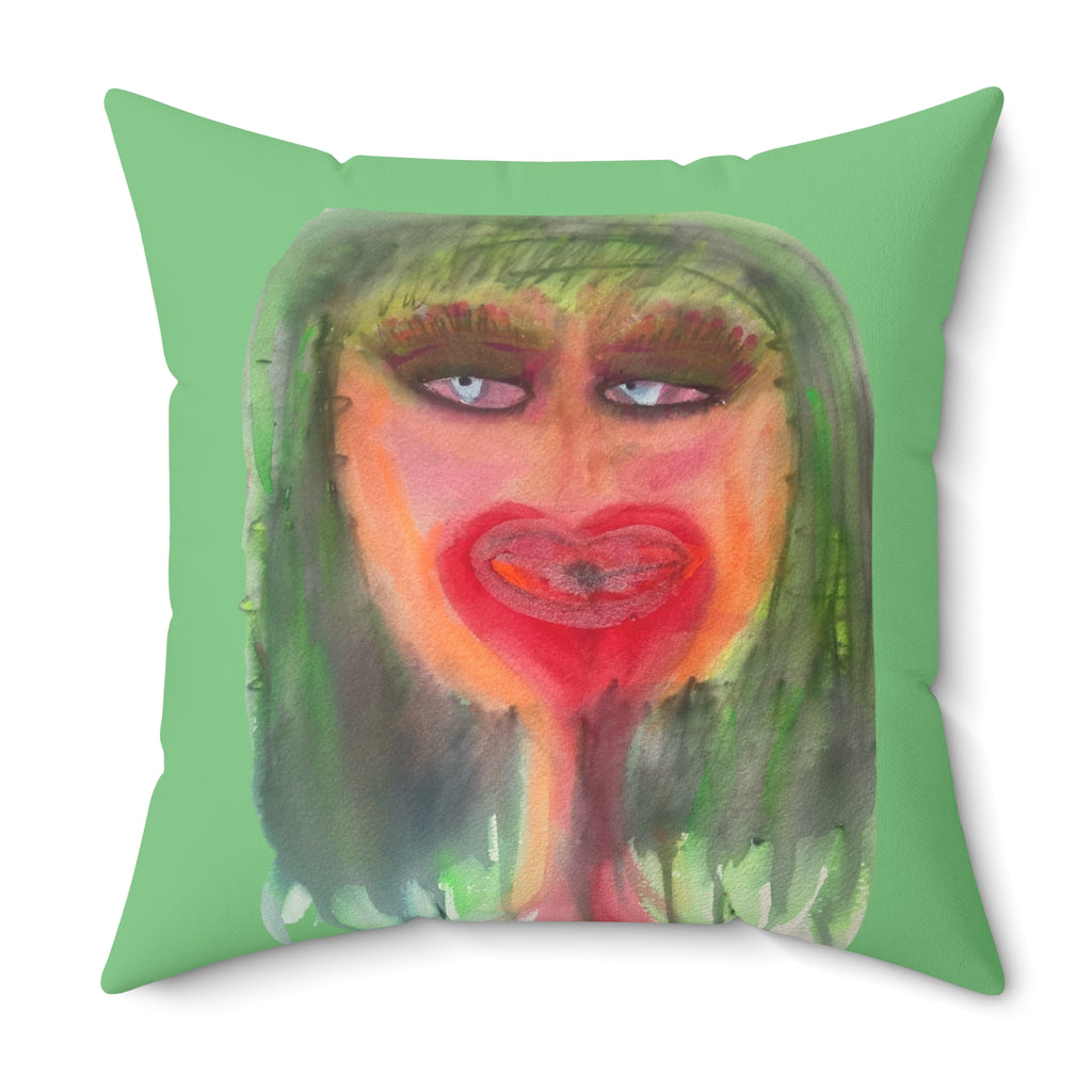 "The Gals" _ Dark Revenge Friend Linda - Abstract Face Pillow — Colorful Heart-Mouth Art Decorative Pillow