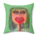 "The Gals" _ Dark Revenge Friend Linda - Abstract Face Pillow — Colorful Heart-Mouth Art Decorative Pillow