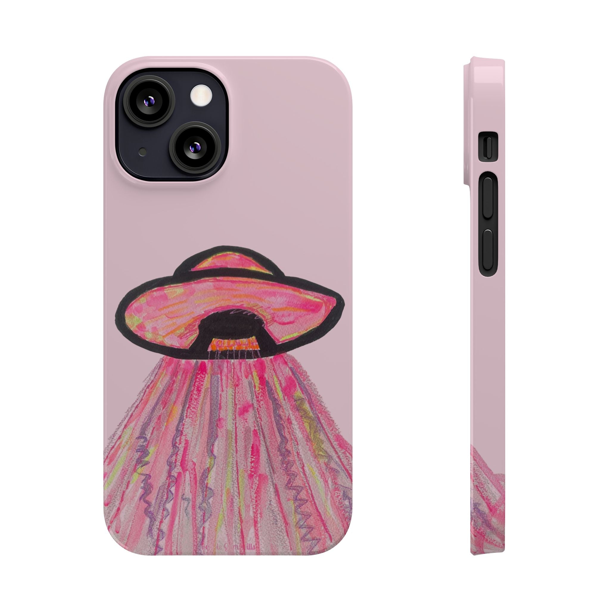 Pink UFO Phone Case — Cute Pastel Alien Abduction Slim Case