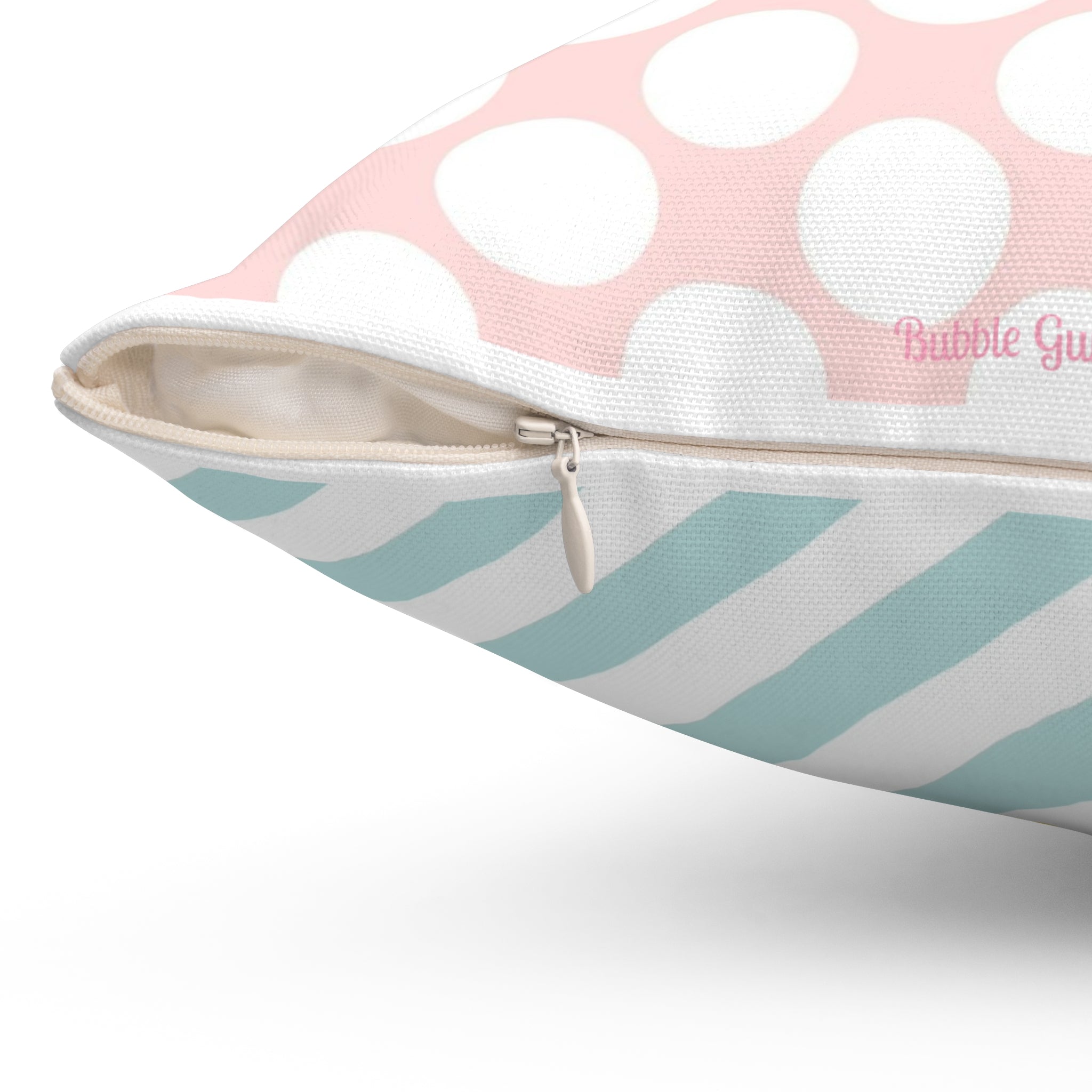 Cute Yellow Chick Decorative Throw Pillow — Double-sided Pink & Blue Pastel Polka Dot & Stripes Multiple Sizes