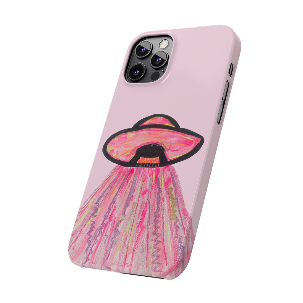 Pink UFO Phone Case — Cute Pastel Alien Abduction Slim Case