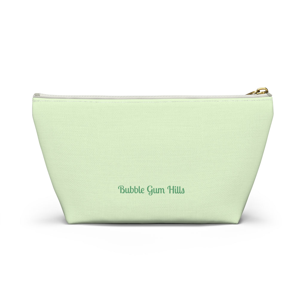 Shades of Green Bird Watercolor Zipper Accessory Makeup Day or Travel Cosmetic Pouch Bag